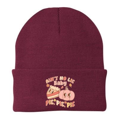 Cute Thanksgiving Aint No Lie Baby Pie Pie Pie Retro Cartoon Pumpkin Pie Beanie