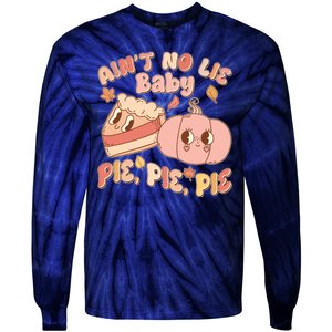 Cute Thanksgiving Aint No Lie Baby Pie Pie Pie Retro Cartoon Pumpkin Pie Tie-Dye Long Sleeve Shirt