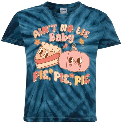 Cute Thanksgiving Aint No Lie Baby Pie Pie Pie Retro Cartoon Pumpkin Pie Kids Tie-Dye T-Shirt