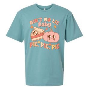 Cute Thanksgiving Aint No Lie Baby Pie Pie Pie Retro Cartoon Pumpkin Pie Sueded Cloud Jersey T-Shirt