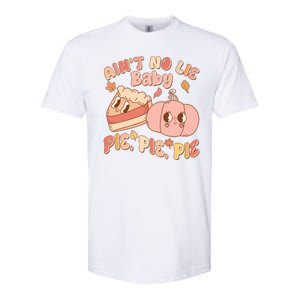 Cute Thanksgiving Aint No Lie Baby Pie Pie Pie Retro Cartoon Pumpkin Pie Softstyle CVC T-Shirt