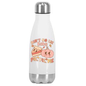 Cute Thanksgiving Aint No Lie Baby Pie Pie Pie Retro Cartoon Pumpkin Pie Stainless Steel Insulated Water Bottle