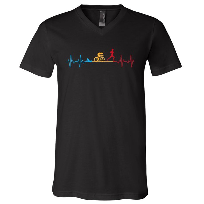 Cool Triathlon Art Triathlete Endurance Sport V-Neck T-Shirt