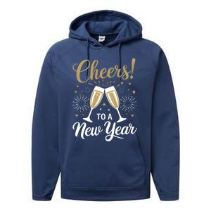 Cheers To A New Year Happy New Year 2025 Funny Gift Performance Fleece Hoodie