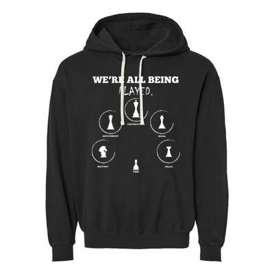Conspiracy Theorist Anti Government Conspiracy Chess Garment-Dyed Fleece Hoodie