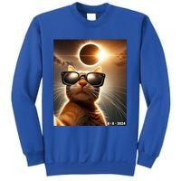 Cat Taking A Selfie With Solar 2024 Eclipse Wearing Glasses Sweatshirt