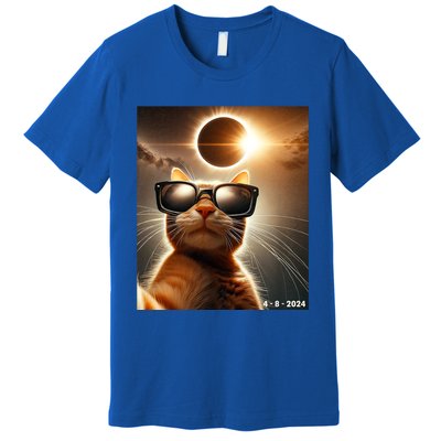 Cat Taking A Selfie With Solar 2024 Eclipse Wearing Glasses Premium T-Shirt