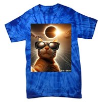 Cat Taking A Selfie With Solar 2024 Eclipse Wearing Glasses Tie-Dye T-Shirt