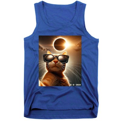 Cat Taking A Selfie With Solar 2024 Eclipse Wearing Glasses Tank Top