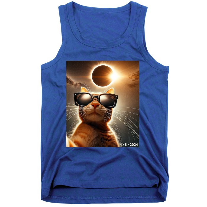 Cat Taking A Selfie With Solar 2024 Eclipse Wearing Glasses Tank Top