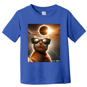 Cat Taking A Selfie With Solar 2024 Eclipse Wearing Glasses Toddler T-Shirt