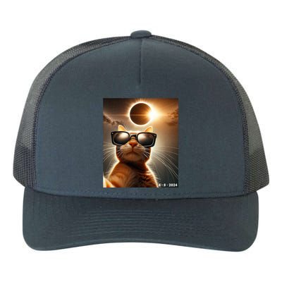 Cat Taking A Selfie With Solar 2024 Eclipse Wearing Glasses Yupoong Adult 5-Panel Trucker Hat