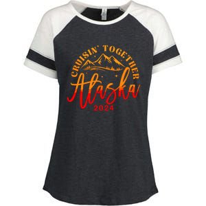 Cruisin Together Alaska 2024 Alaskan Cruise Trip Matching Enza Ladies Jersey Colorblock Tee