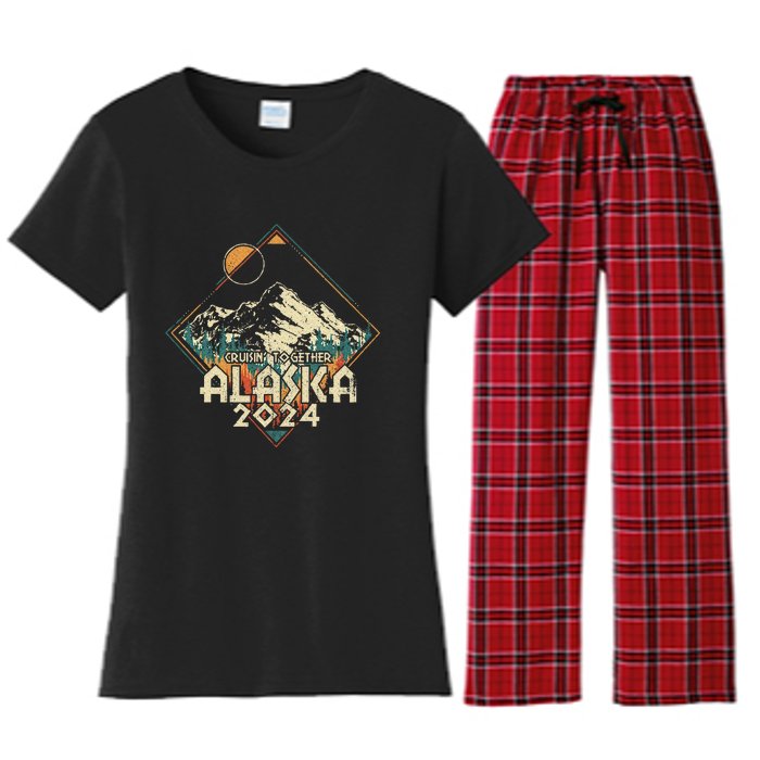 Cruisin Together Alaska 2024 Alaskan Cruise Trip Matching Women's Flannel Pajama Set