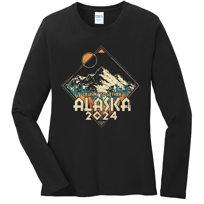 Cruisin Together Alaska 2024 Alaskan Cruise Trip Matching Ladies Long Sleeve Shirt