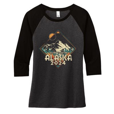 Cruisin Together Alaska 2024 Alaskan Cruise Trip Matching Women's Tri-Blend 3/4-Sleeve Raglan Shirt