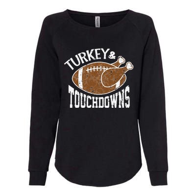 Cute Turkey And Touchdowns Funny Thanksgiving Football Womens California Wash Sweatshirt