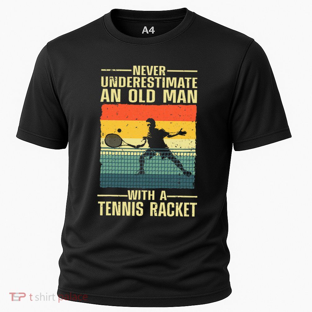 Cool Tennis Art For Grandpa Tennis Player Racket Performance Shirt