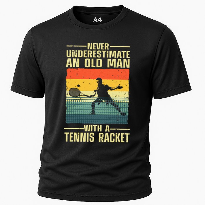 Cool Tennis Art For Grandpa Tennis Player Racket Cooling Performance Crew T-Shirt