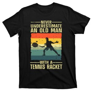 Cool Tennis Art For Grandpa Tennis Player Racket T-Shirt