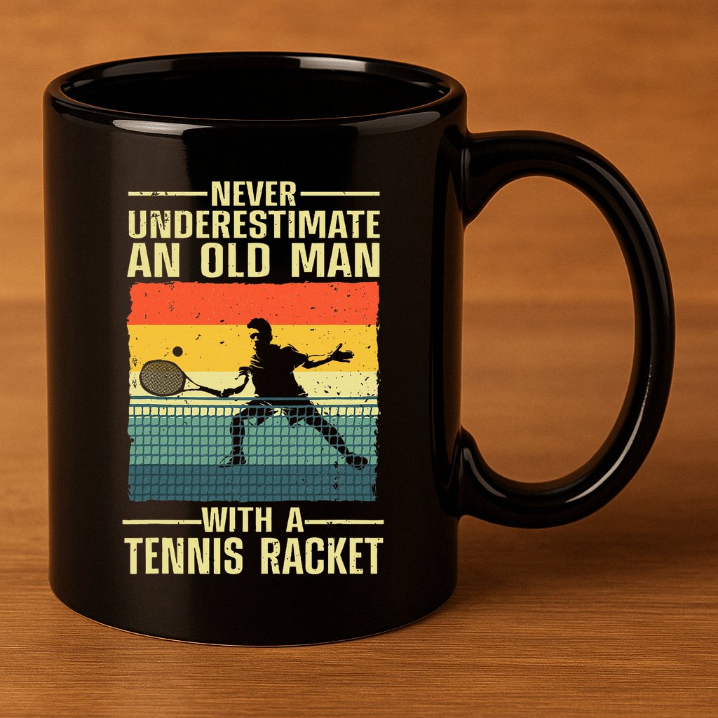Cool Tennis Art For Grandpa Tennis Player Racket 11oz C Handle Ceramic Mug