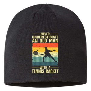 Cool Tennis Art For Grandpa Tennis Player Racket Sustainable Beanie