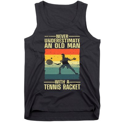 Cool Tennis Art For Grandpa Tennis Player Racket Tank Top