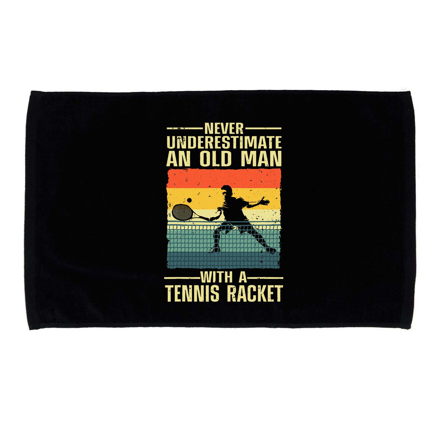 Cool Tennis Art For Grandpa Tennis Player Racket Microfiber Hand Towel