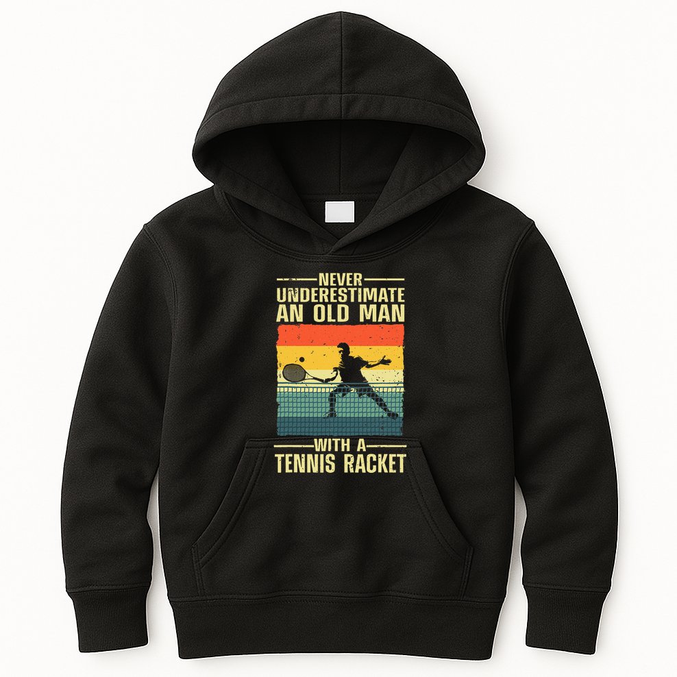 Cool Tennis Art For Grandpa Tennis Player Racket Kids Hoodie