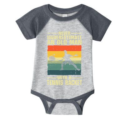 Cool Tennis Art For Grandpa Tennis Player Racket Infant Baby Jersey Bodysuit