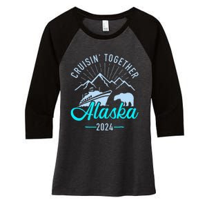 Cruisin Together Alaska 2024 Matching Cruising Vacation Women's Tri-Blend 3/4-Sleeve Raglan Shirt