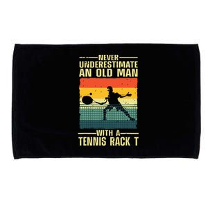 Cool Tennis Art For Grandpa Men Tennis Player Racket Sport Microfiber Hand Towel