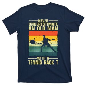 Cool Tennis Art For Grandpa Men Tennis Player Racket Sport T-Shirt