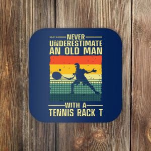 Cool Tennis Art For Grandpa Men Tennis Player Racket Sport Coaster