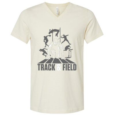 Cute Track And Field Athletics For Boy And Girl V-Neck T-Shirt