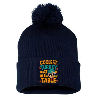 Coolest Turkey At The Table Funny Pom Pom 12in Knit Beanie