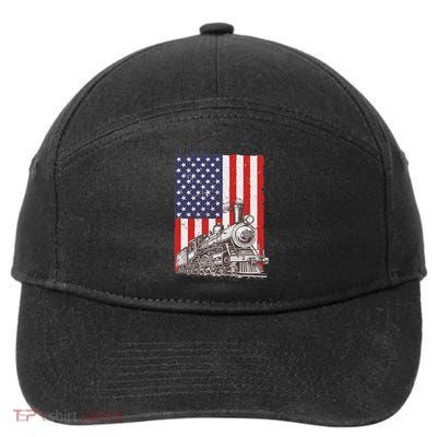 Cool Train Art Train Collector Train Lover 7-Panel Snapback Hat