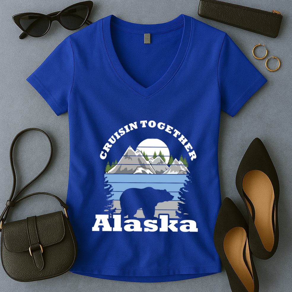 Cruisin Together Alaska Cruise Ship Family Vacation Gift Women's V-Neck T-Shirt