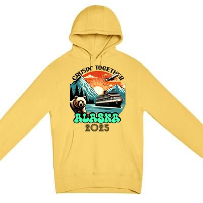 Cruisin Together Alaska 2025 Vintage Sun Family Cruise Premium Pullover Hoodie