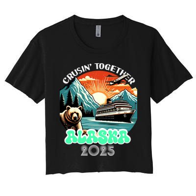 Cruisin Together Alaska 2025 Vintage Sun Family Cruise Women's Crop Top Tee