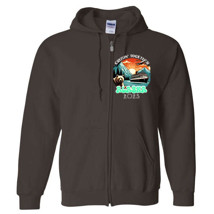 Cruisin Together Alaska 2025 Vintage Sun Family Cruise Full Zip Hoodie