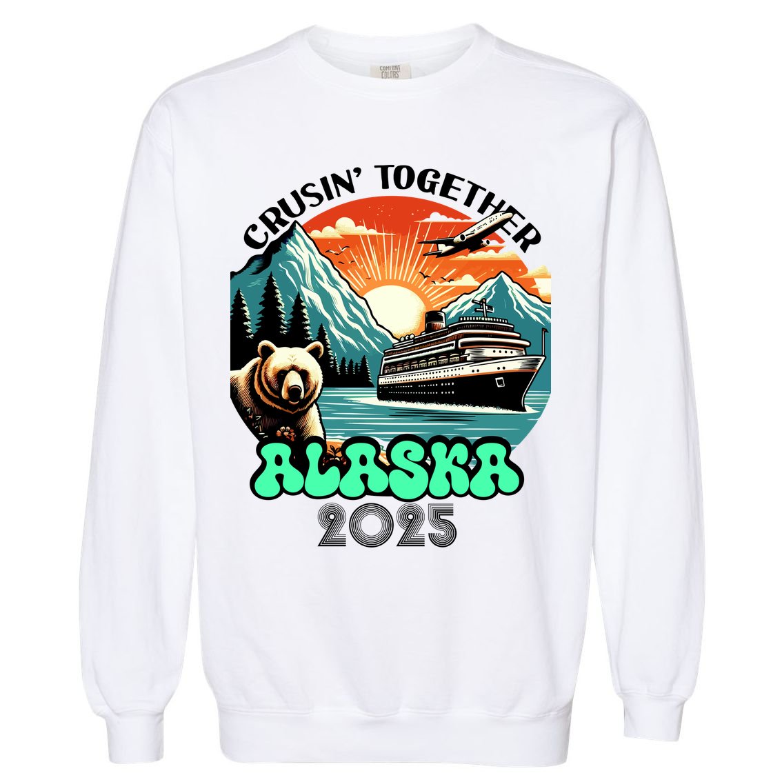 Cruisin Together Alaska 2025 Vintage Sun Family Cruise Garment-Dyed Sweatshirt