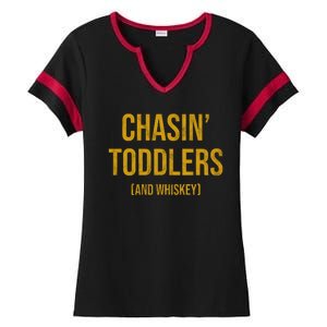 Chasin Toddlers And Whiskey Funny Parent Ladies Halftime Notch Neck Tee