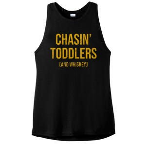 Chasin Toddlers And Whiskey Funny Parent Ladies PosiCharge Tri-Blend Wicking Tank