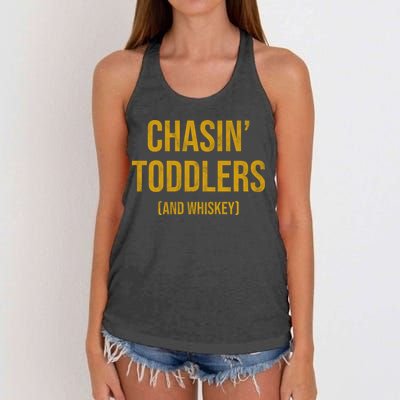 Chasin Toddlers And Whiskey Funny Parent Women's Knotted Racerback Tank