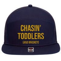 Chasin Toddlers And Whiskey Funny Parent 7 Panel Mesh Trucker Snapback Hat