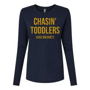 Chasin Toddlers And Whiskey Funny Parent Womens Cotton Relaxed Long Sleeve T-Shirt