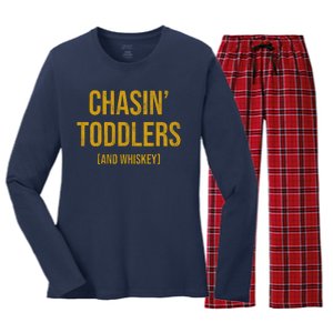 Chasin Toddlers And Whiskey Funny Parent Women's Long Sleeve Flannel Pajama Set 