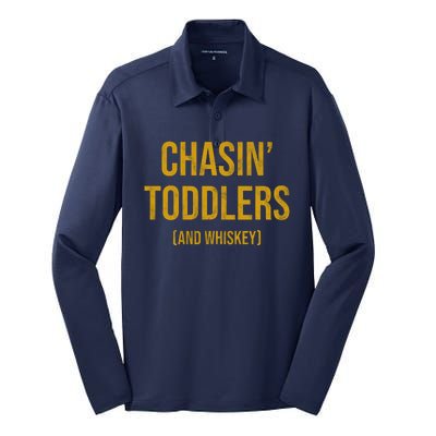 Chasin Toddlers And Whiskey Funny Parent Silk Touch Performance Long Sleeve Polo