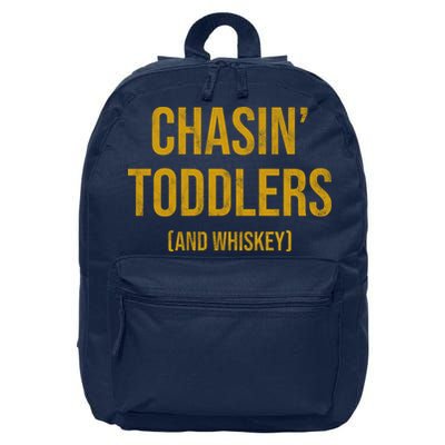 Chasin Toddlers And Whiskey Funny Parent 16 in Basic Backpack